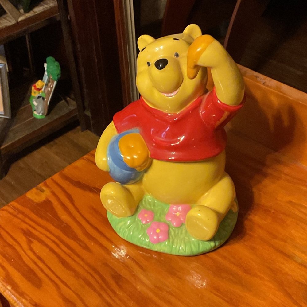 Disney Winnie the Pooh Ceramic Coin Bank - Red and Yellow